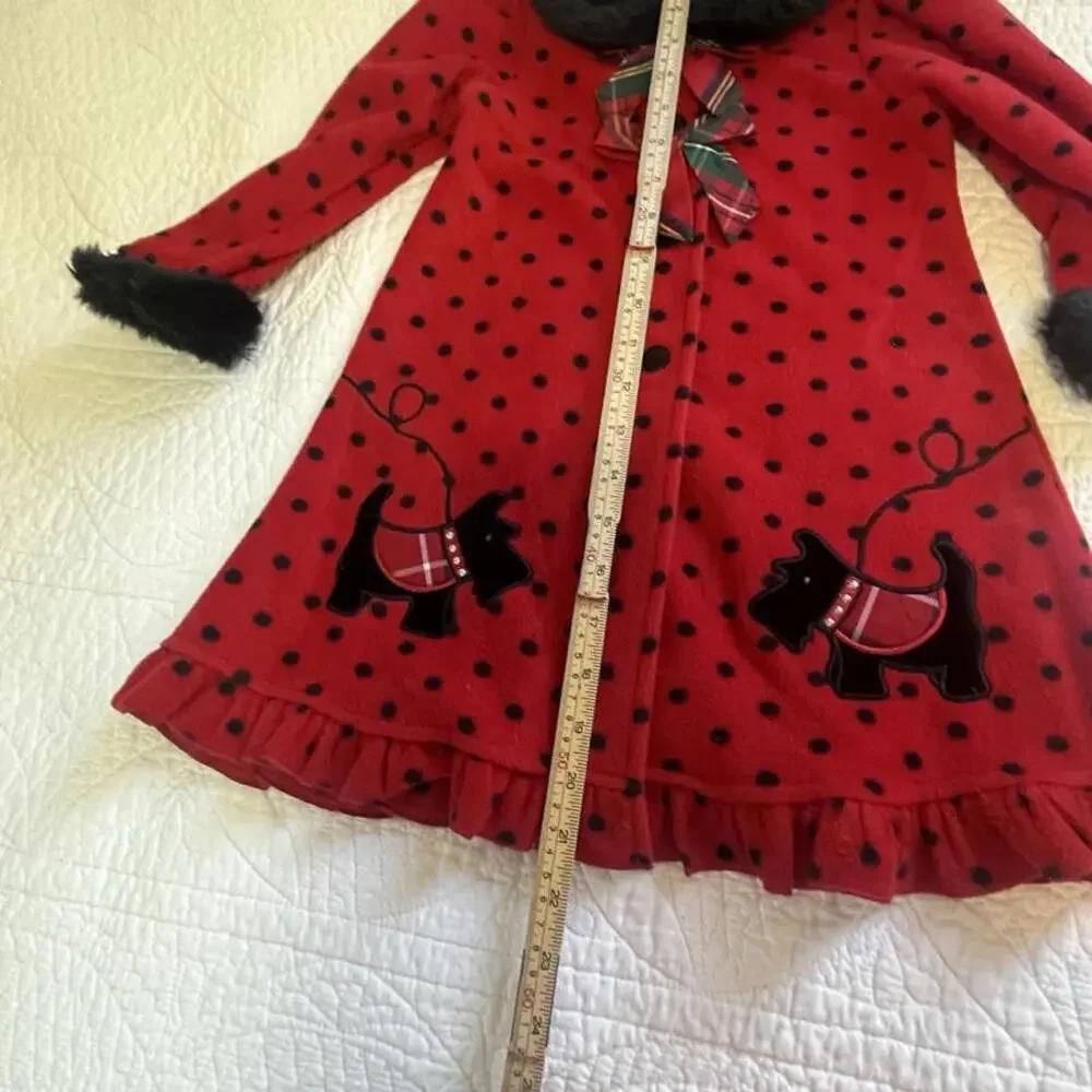 Blueberi Boulevard Girls Scotty Dog And Scotch Plaid Ribbon Red 3T Fleece Jacket
